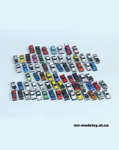 №15471 - Набор гражданской техники Японии / Japanese pop-culture cars set (R & P Models) из бумаги