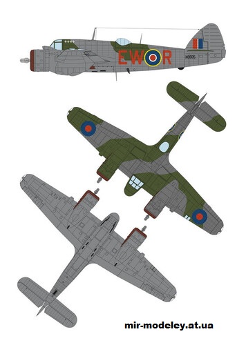 №16059 - Bristol Beaufighter Mk VI F (Model cardboard) из бумаги