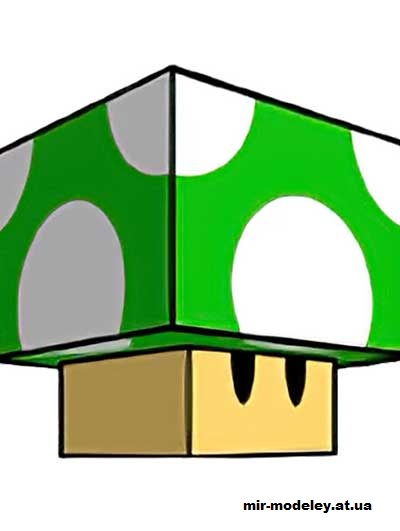 №16177 - 1-Up Mushroom (cubeecraft) из бумаги