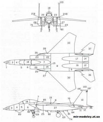 №1607 - Многоцелевой ударный истребитель F-15I [IAF Model] из бумаги