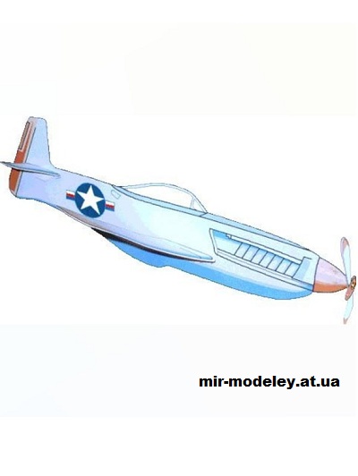 №16579 - Истребитель North American P-51 Mustang (Kid Scraps) из бумаги