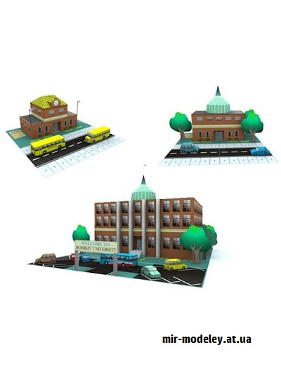 №16540 - HobiСity - Библиотека, университет и школа (Hobikitkertas) из бумаги