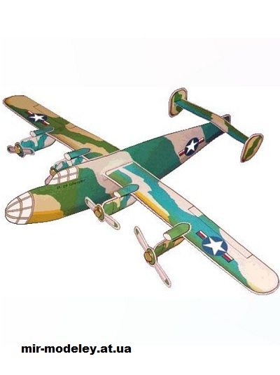 №16580 - Бомбардировщик Consolidated B-24 Liberator (Kid Scraps) из бумаги