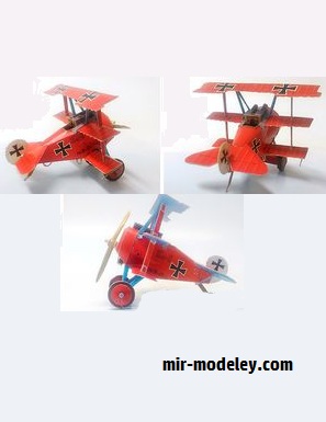 №16663 - Fokker Dr1 Red SD Style (Propeller Factory) из бумаги