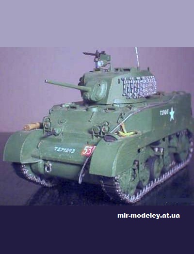 №16590 - Легкий танк M5A1 Stuart VI (Konradus) из бумаги