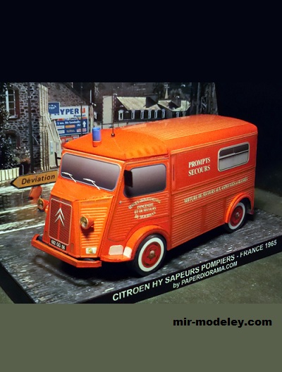 №17135 - Citroen HY 1965 Sapeurs Pompiers (Paperdiorama) из бумаги