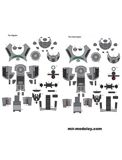 №17290 - Revamp by Loenf TIE-fighter / TIE-interceptor (Модернизация Ninjatoes) из бумаги