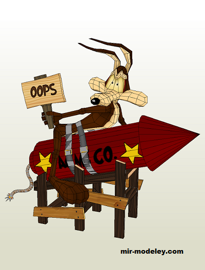 №17487 - Вайли Койот на своей ракете / Wile E. Coyote on His Rocket (Paperwar) из бумаги