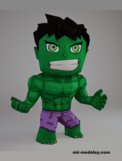 №17496 - Халк / Hulk chibi (Paperwar) из бумаги