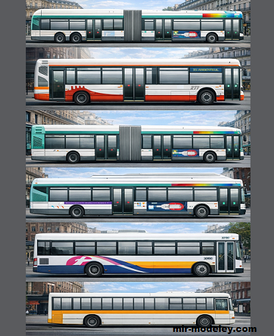 №17577 - 6 bus models (Paperdiorama) из бумаги