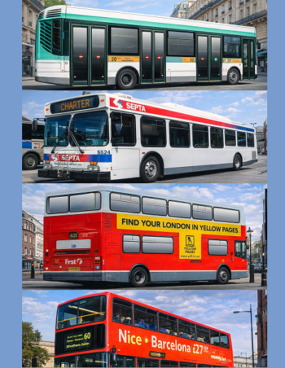 №17576 - 4 bus models (Paperdiorama) из бумаги