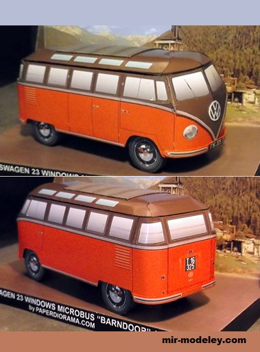 №17587 - VW Microbus 23 windows “Barndoor” (Paperdiorama) из бумаги