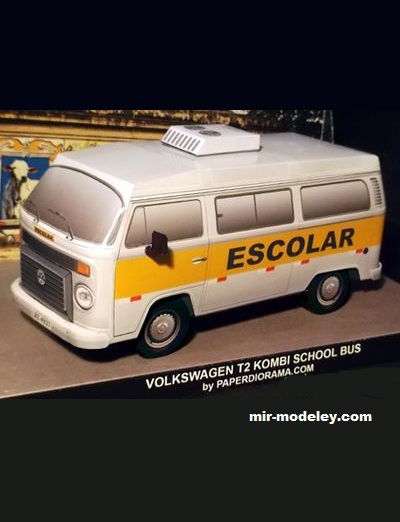 №17546 - Volkswagen T2 Kombi Schoolbus (Paperdiorama) из бумаги