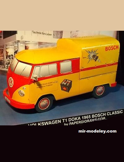 №17547 - VW Bulli T1 Doka (DoppelKabine) 1965 (Paperdiorama) из бумаги