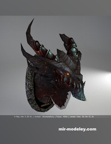 №17505 - Дракон Смертокрыл / Buste Deathwing (Paperwar) из бумаги