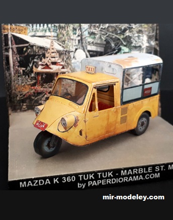 №17585 - Mazda K360 – Myanmar tuk tuk (Paperdiorama) из бумаги