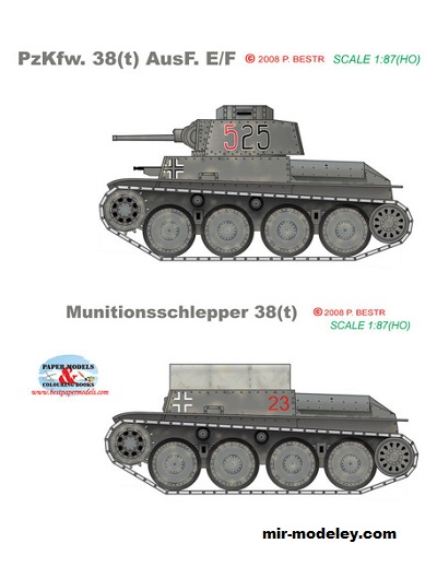 №17633 - PzKfw (38)t Ausf E-F + Munitionschleper (38)t (BestPaperModels) из бумаги