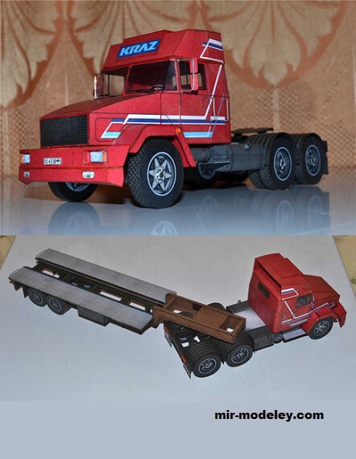 №17756 - КрАЗ-6444 и полуприцеп из бумаги