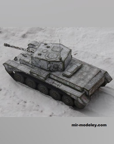 №17784 - Танк Кромвель (зимний камуфляж) (Paper Tiger Armaments) из бумаги
