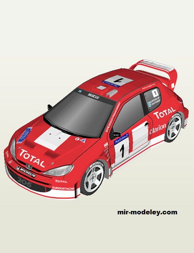 №17759 - Peugeot 206WRC из бумаги