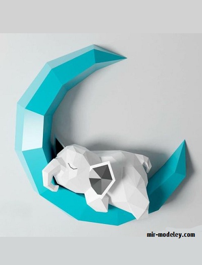 №17849 - Слоник на Луне / Elephant on Moon из бумаги