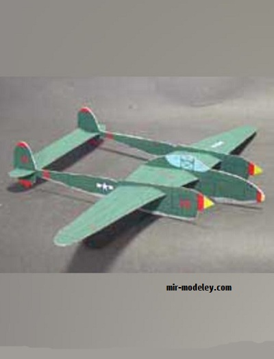 №17867 - Истребитель Lockheed P-38 Lightning (Shikisha) из бумаги