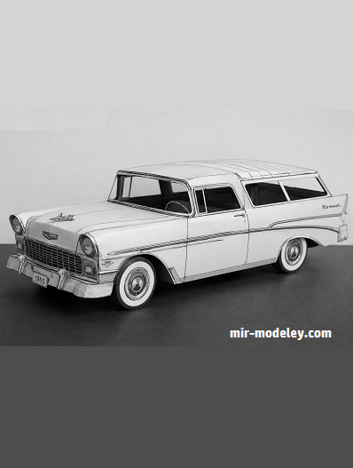 №18072 - Автомобиль 1955 года Chevrolet Nomad (PaperToys) из бумаги
