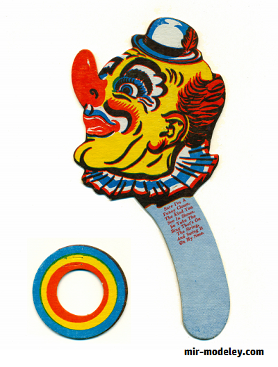 №18093 - Игра «Кольцеброс с клоуном» / Clown Ring-toss Game (PaperToys) из бумаги