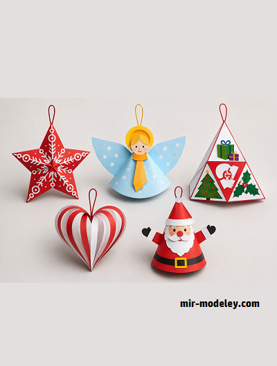 №18090 - Ёлочные украшения / Christmas Tree Ornaments (PaperToys) из бумаги