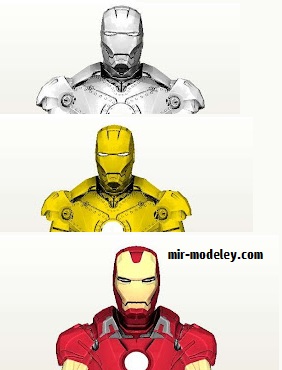№18025 - Ironman MK-II, MK-II Gold and MK-VII Helmets [MTK's Card Craft] из бумаги