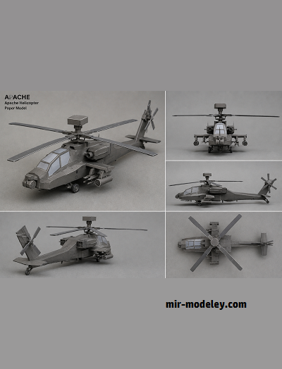 №18076 - Вертолёт «Апач» / Apache Helicopter (PaperToys) из бумаги