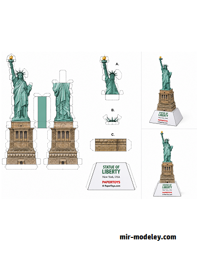 №18150 - Статуя Свободы / Statue of Liberty (PaperToys) из бумаги