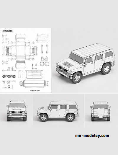 №18113 - Хаммер / Hummer (PaperToys) из бумаги