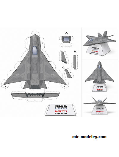 №18151 - Самолет-невидимка / Stealth Aircraft (PaperToys) из бумаги