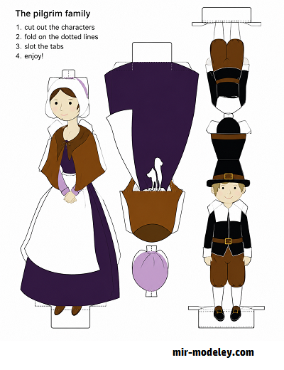 №18137 - Семья пилигримов / Pilgrim Family (PaperToys) из бумаги