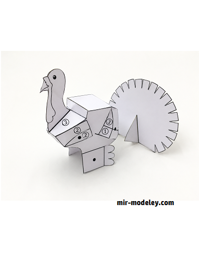 №18157 - Индюшка на День благодарения / Thanksgiving Turkey (PaperToys) из бумаги