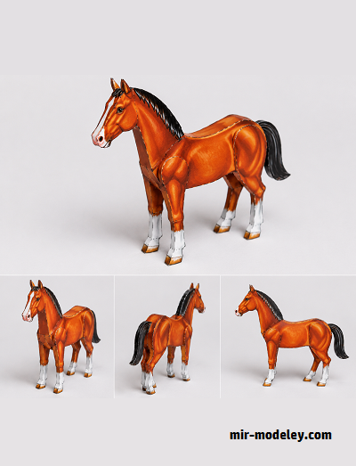 №18111 - Лошадь / Horse (PaperToys) из бумаги