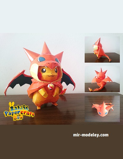 №18186 - Pikachu (Charizard Costume) - Pokemon (Sabi96) из бумаги