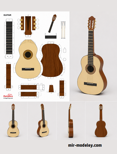 №18118 - Гитара Джими Хендрикса / Jimi Hendrix Guitar (PaperToys) из бумаги