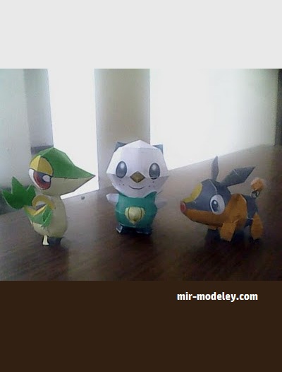 №18275 - Mini Unova Starters - Pokemons (Sabi96) из бумаги