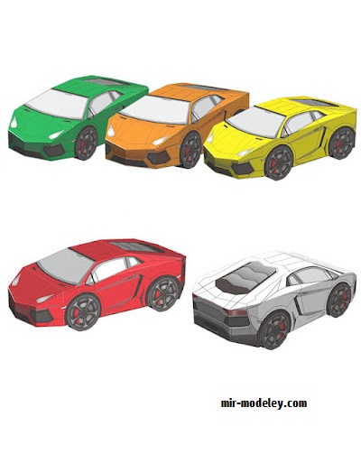 №18555 - Автомобиль Lamborghini Aventador Simple [Wongday] из бумаги
