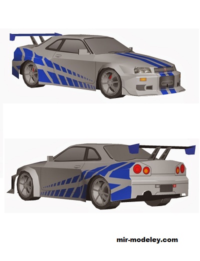 №18481 - Nissan Skyline GT-R R34 - 2 Fast 2 Furious [Wongday] из бумаги
