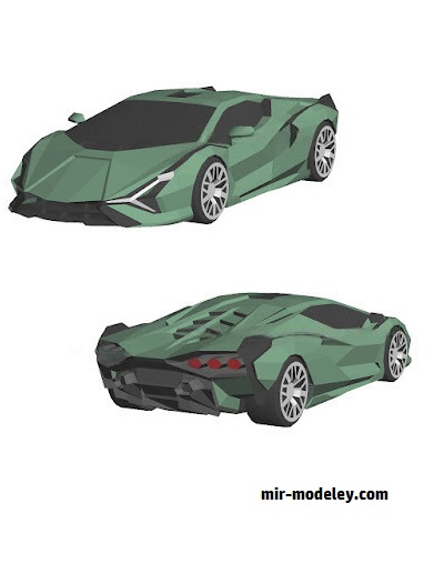 №18560 - Автомобиль Lamborghini Sian [Wongday] из бумаги