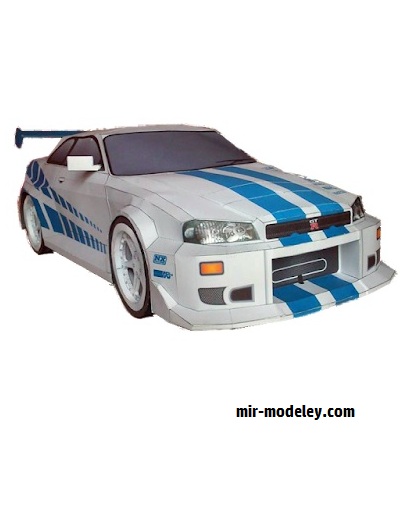 №18544 - Автомобиль Nissan Skyline GT-R R34 [Wongday] из бумаги