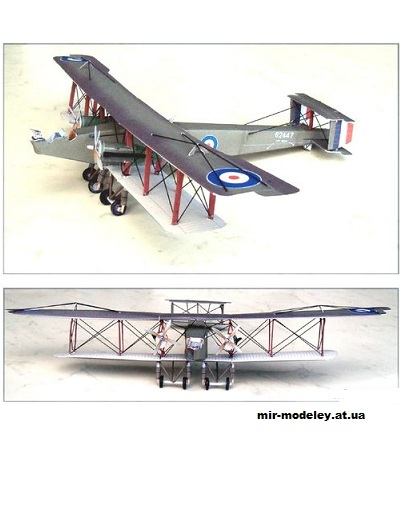 №1875 - Тяжелый бомбардировщик Handley Page O/400 [Bob's Card Models] из бумаги