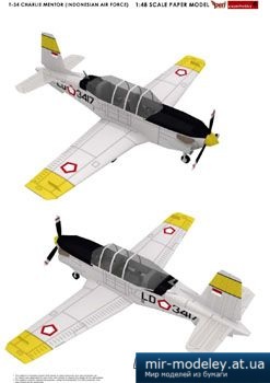 №1846 - T-34 CHARLIE MENTOR (INDONESIAN AIR FORCE) [Peri Paperhobby] из бумаги