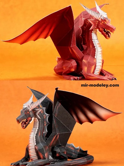 №18612 - Black and red dragons [Pinoart Papercraft] из бумаги