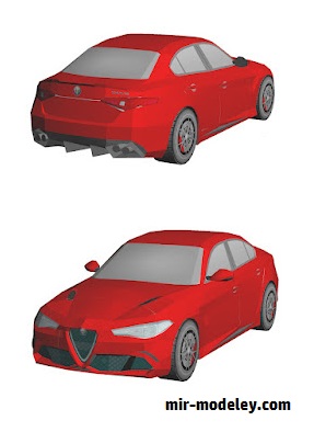 №18602 - Автомобиль Alfa Romeo Giulia Quadrifoglio [Wongday] из бумаги