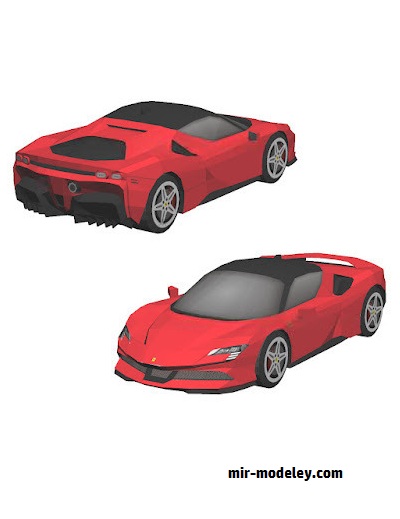 №18596 - Автомобиль Ferrari SF90 Stradale [Wongday] из бумаги