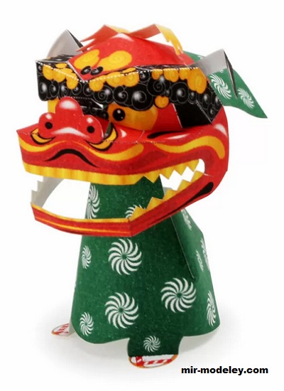 №18621 - Good luck Shishimai [Pinoart Papercraft] из бумаги